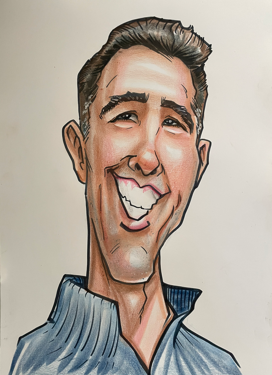 Northern California artist JAGuerzon draws a color caricature commission for a retirement party in Fremont, California.