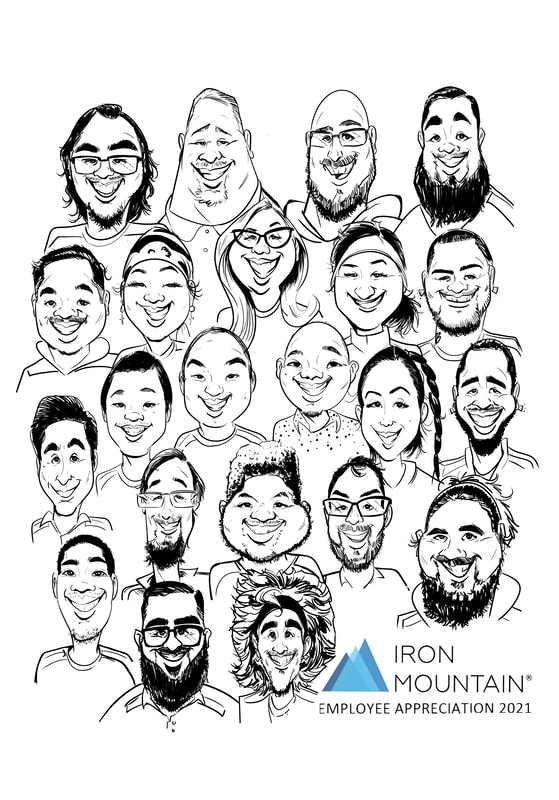 Get a digital composition of your corporate team with a Keepsake Caricature by Sacramento's finest cartoonist Jon A Guerzon