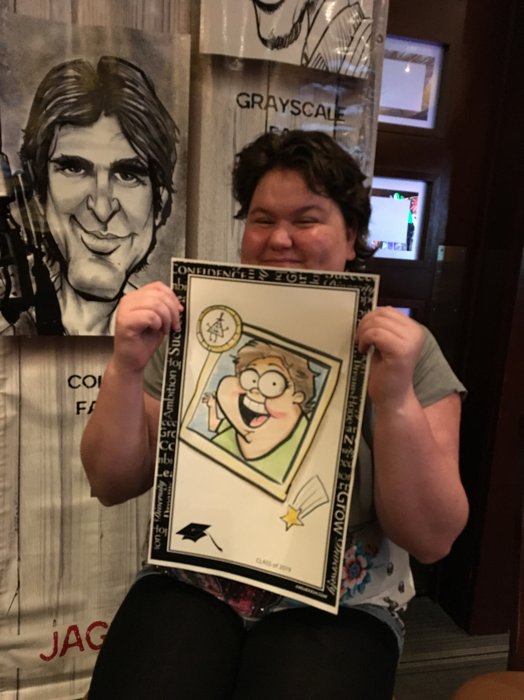 Northern California's caricature artist JAGuerzon entertains graduates with cartoons and laughs in Roseville, California.