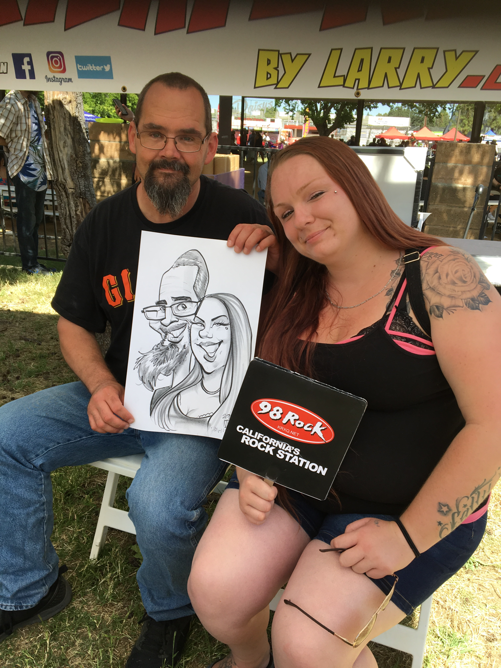 Sacramento caricature artist JAGuerzon entertains guests in the summer heat with cartoons and laughs in Roseville, California.